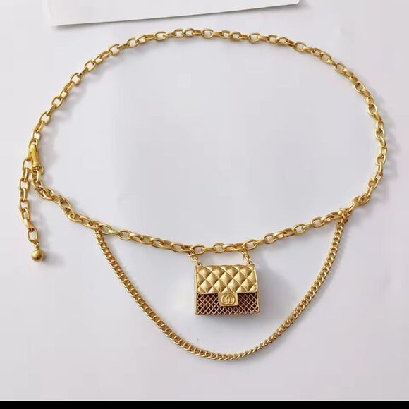 Anthropologie Fashion Tassel Gold Chain Belt with mini Bag. Trendy!high … - Picture 12 of 17
